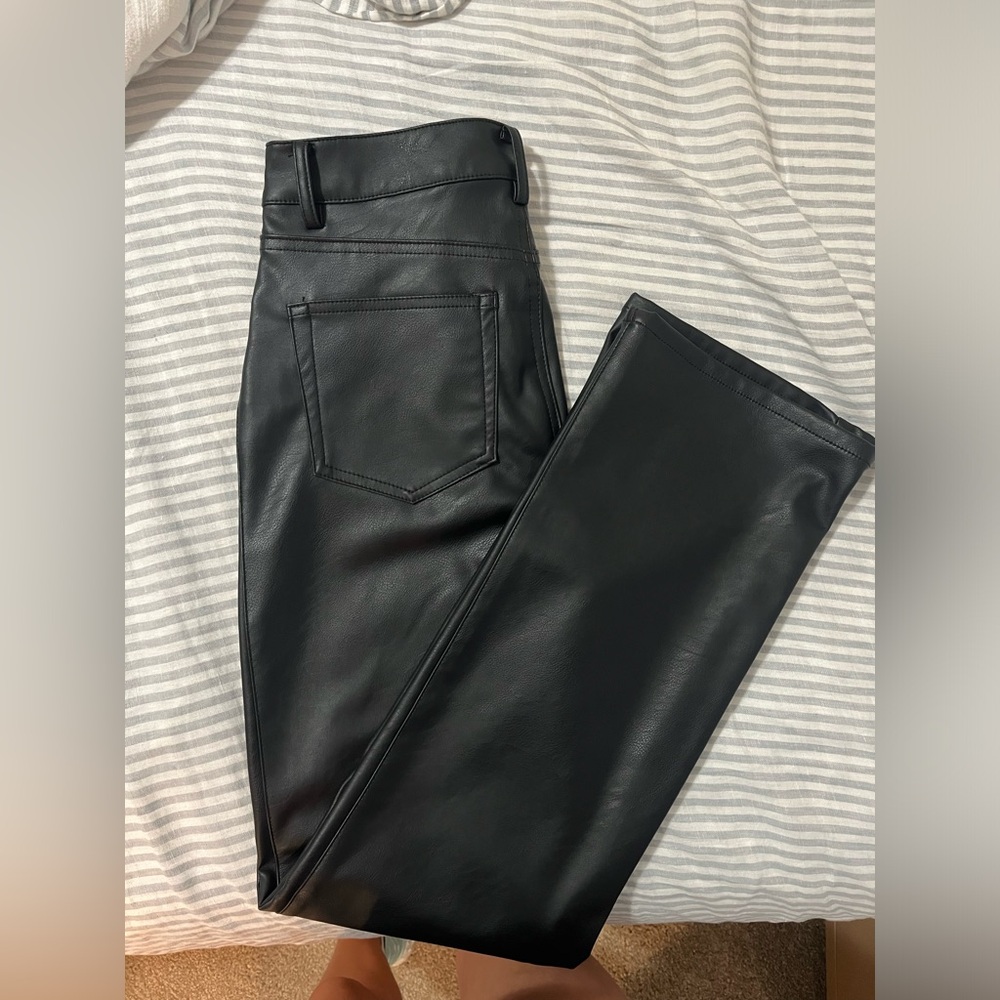 H&M leather straight legged pants